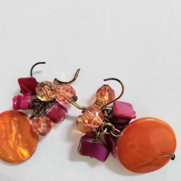 Beautiful shell charms earrings Pink/Orange - Picture 4 of 4